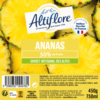 Sorbet à l'Ananas, 50% de...