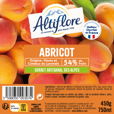 Sorbet à l'Abricot, 54% de...